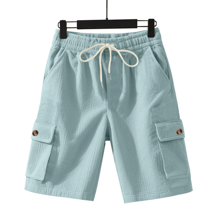Herren nan Cord-Cargo-Shorts mit elastischem Tunnelzugbund, aufgesetzten Cargotaschen und weichem Baumwollmix Drune