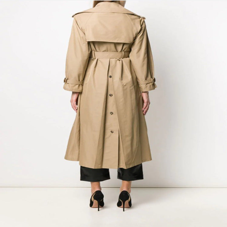 Damen Midilanger Trenchcoat im A‑Linien‑Schnitt mit Taillengürtel und Epauletten Drune