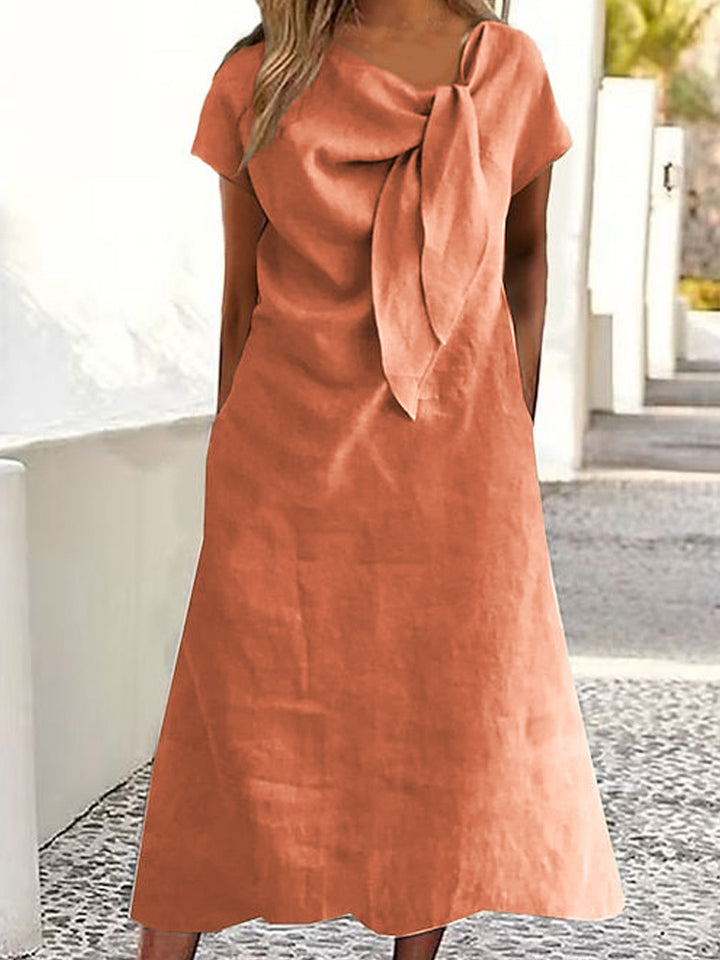 Damen Leinenkleid mit Schleifen-Detail Drune