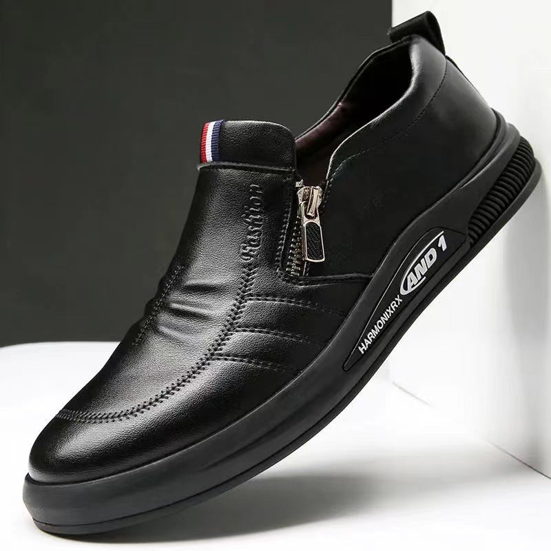 Herren Komfortable Slip-On Leder-Sneaker mit dezentem Reißverschluss und flexiblem Sohlenprofil Drune