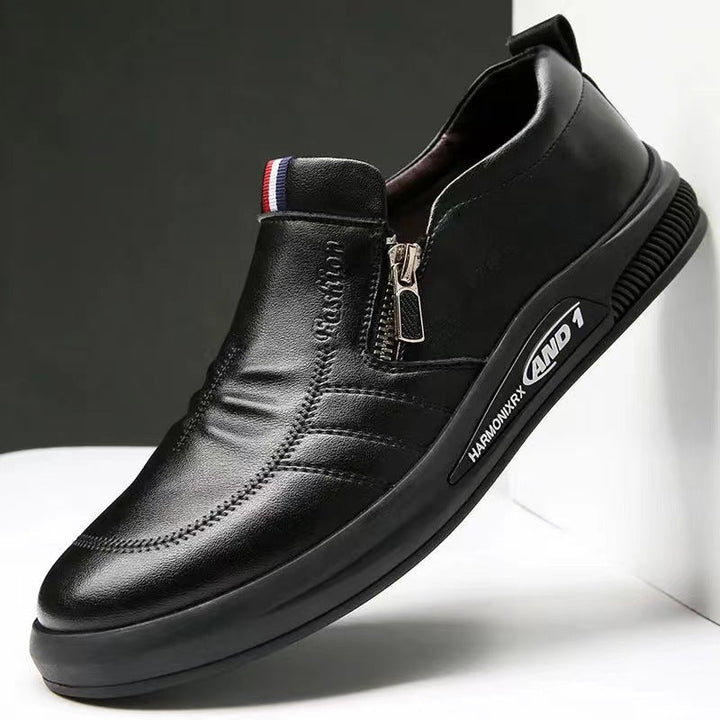 Herren Komfortable Slip-On Leder-Sneaker mit dezentem Reißverschluss und flexiblem Sohlenprofil Drune