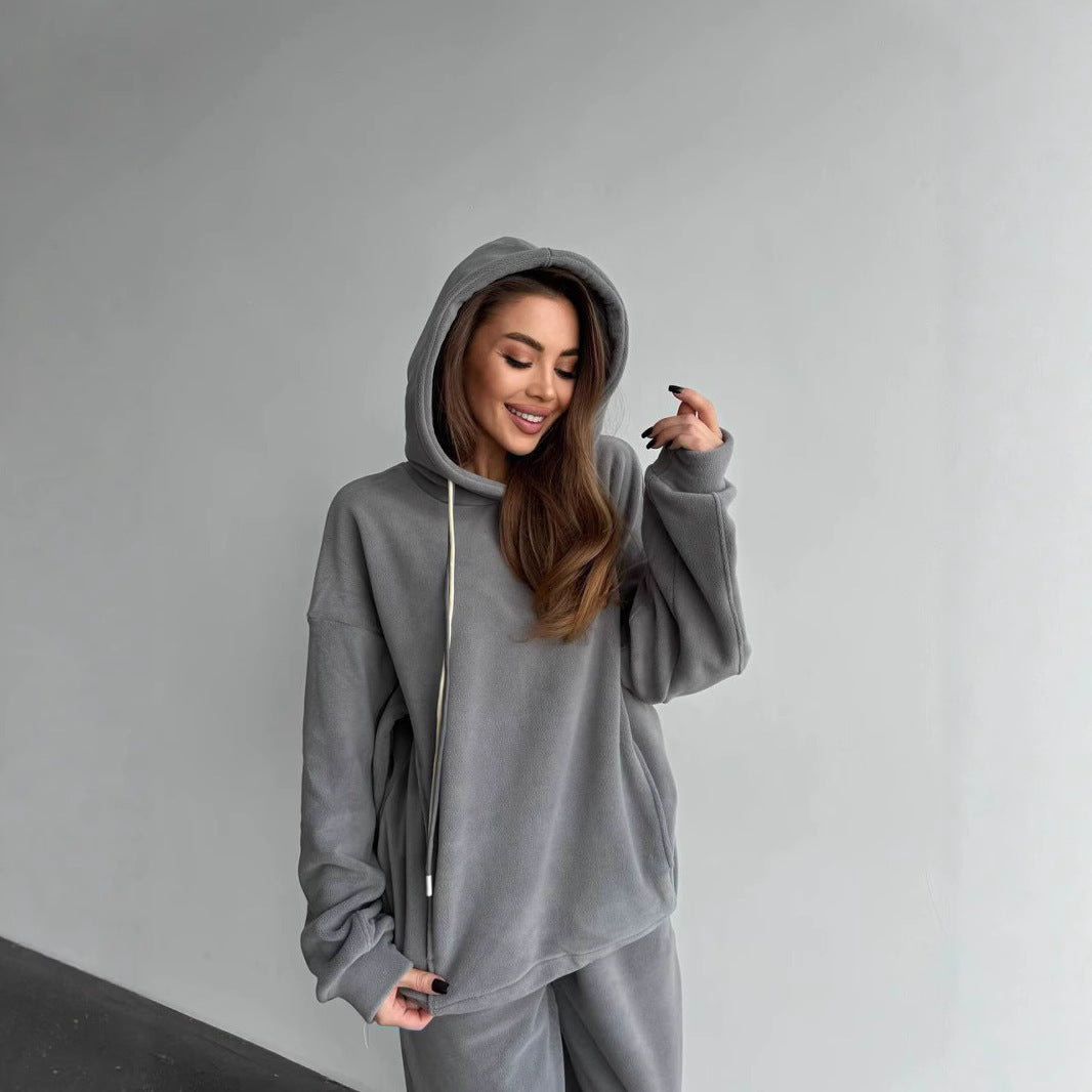 Damen Oversize-Fleece-Hoodie mit Kapuze und taillierter Tapered-Jogginghose Drune