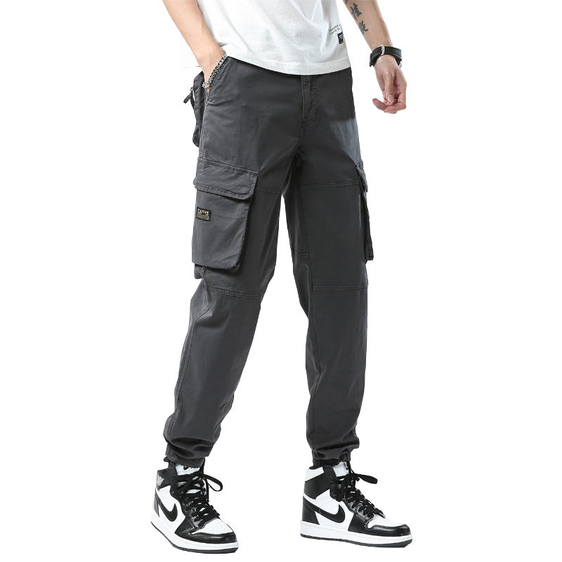 Herren Cargo-Joggerhose mit Kniepasse, elastischem Knöchelsaum und Großvolumigen Klappentaschen Drune