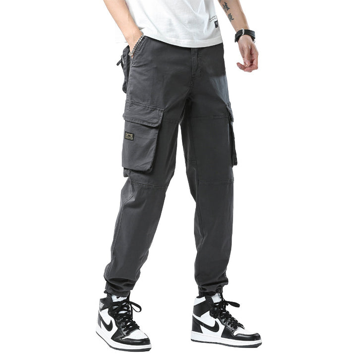 Herren Cargo-Joggerhose mit Kniepasse, elastischem Knöchelsaum und Großvolumigen Klappentaschen Drune