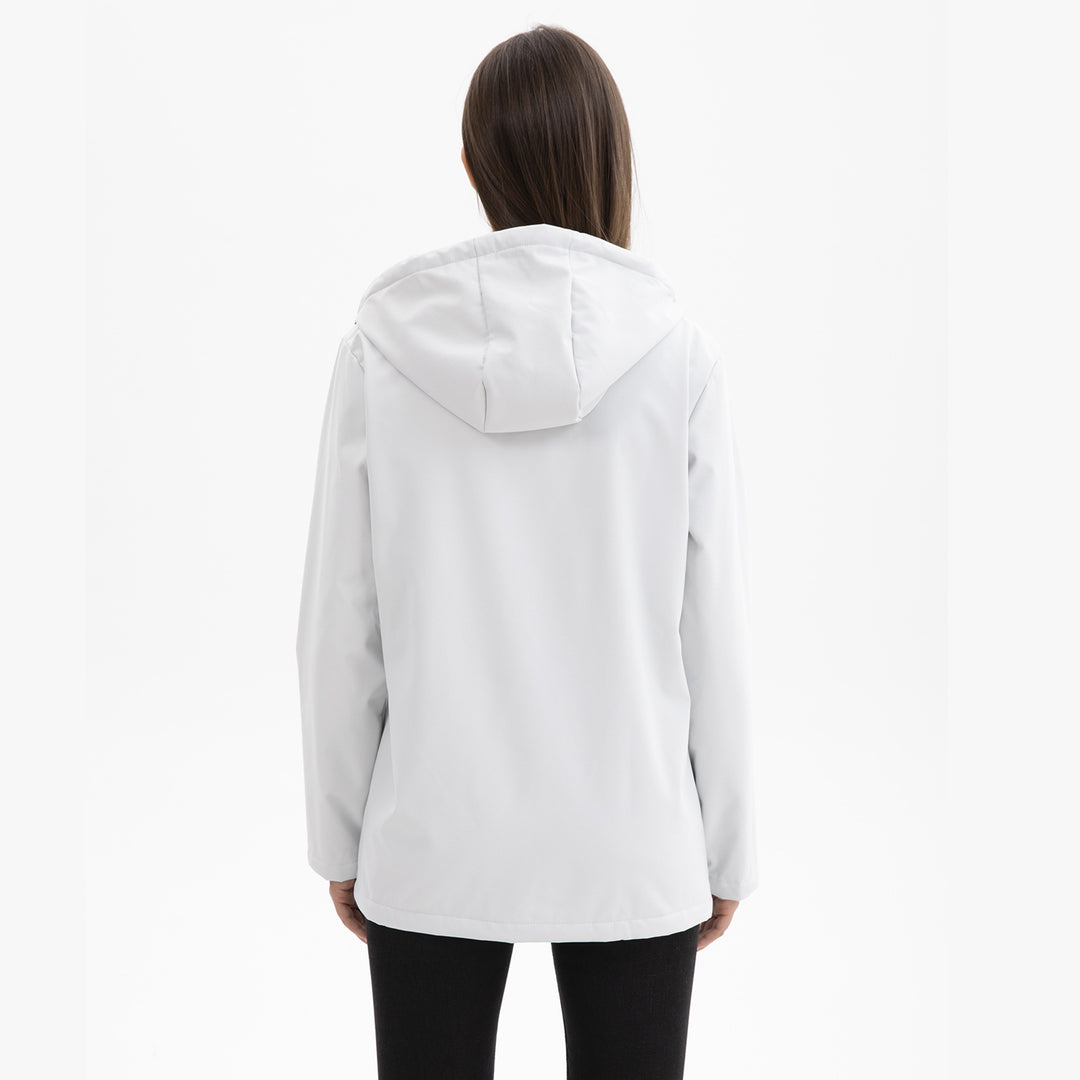 Damen nan wasserabweisender Parka mit Kapuze, fleecegefütterter Innenseite und großen Pattentaschen Drune