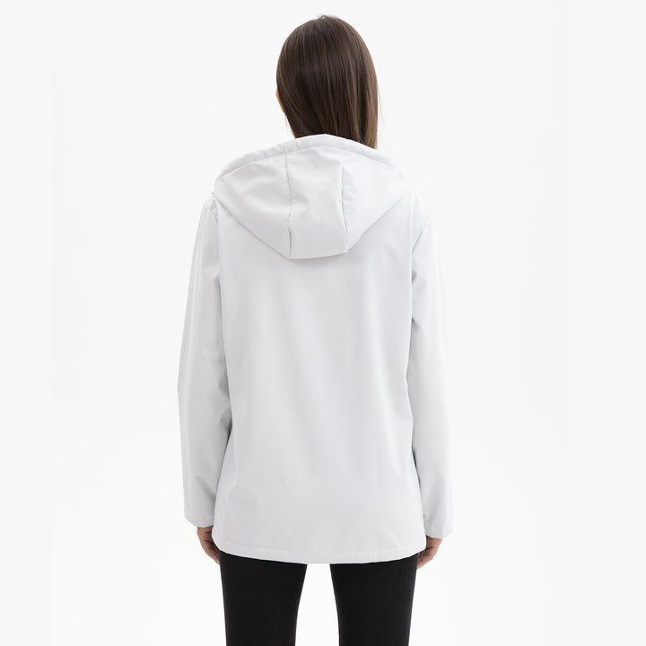 Damen nan wasserabweisender Parka mit Kapuze, fleecegefütterter Innenseite und großen Pattentaschen Drune