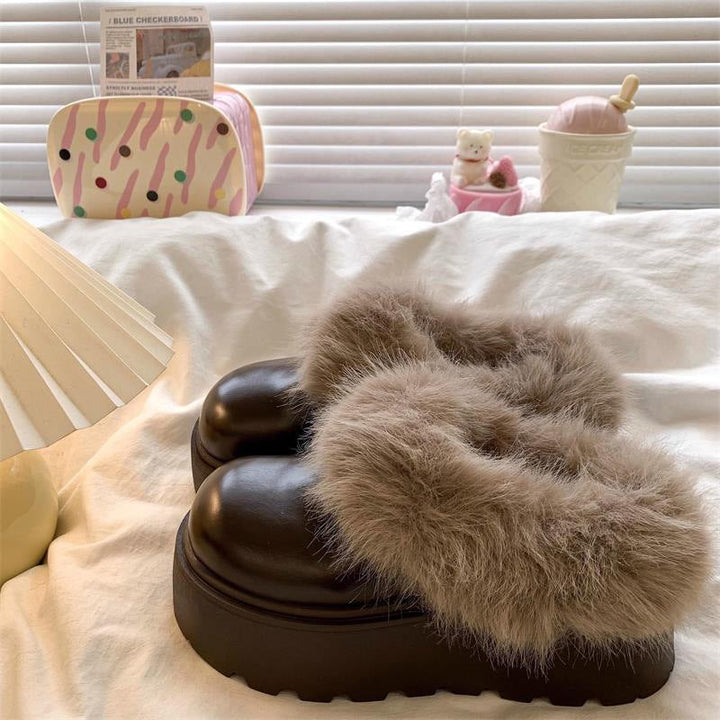 Damen Flauschige Clogs mit hochwertigem Kunstfell und robuster Sohle Drune