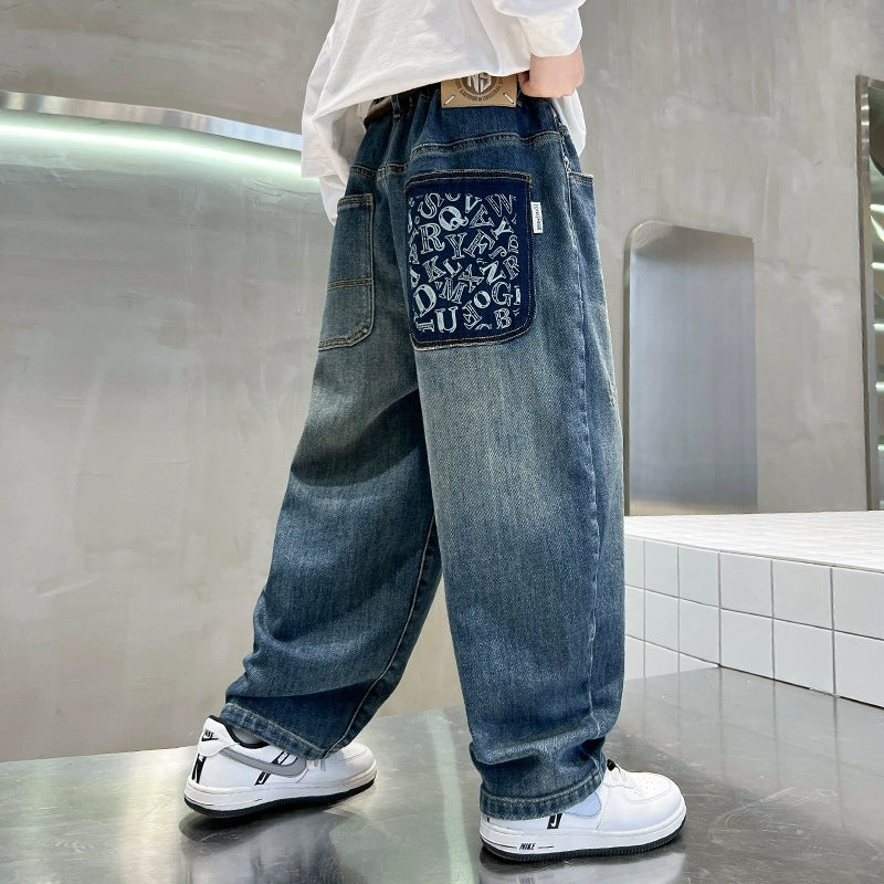 Damen lässige Baggy-Jeans mit einzigartigem Taschen-Design Drune