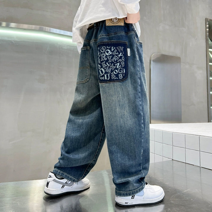 Damen lässige Baggy-Jeans mit einzigartigem Taschen-Design Drune