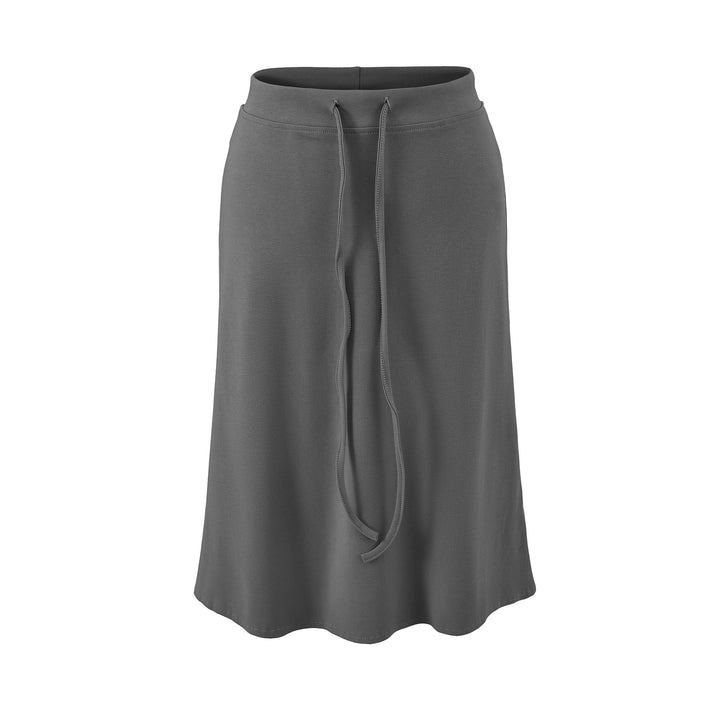 Damen Jersey-Midirock mit hohem Bund, Tunnelzug und A-Linien-Schnitt Drune