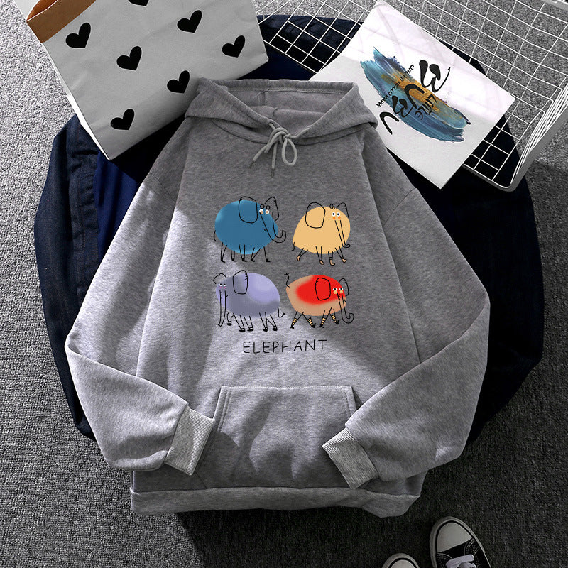 Damen nan Kapuzenpullover mit minimalistischer Grafik, lockerer Oversize-Passform und Kängurutasche Drune
