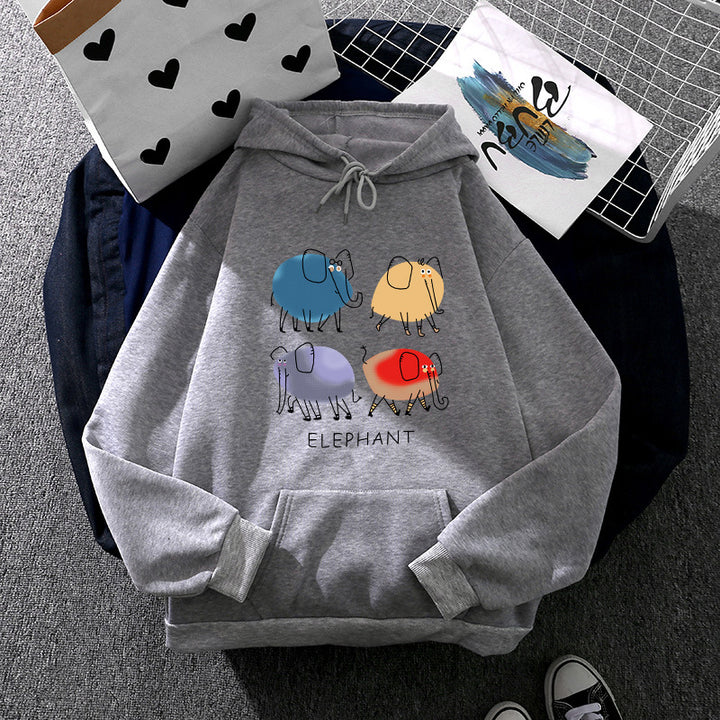 Damen nan Kapuzenpullover mit minimalistischer Grafik, lockerer Oversize-Passform und Kängurutasche Drune
