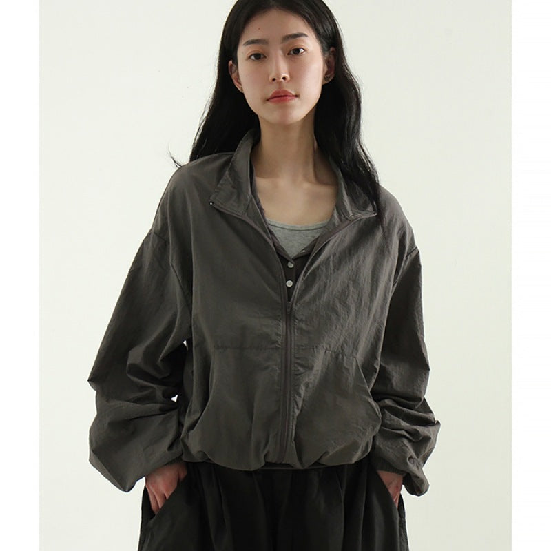 Damen sportliche Windjacke mit hohem Kragen und Reißverschluss Drune