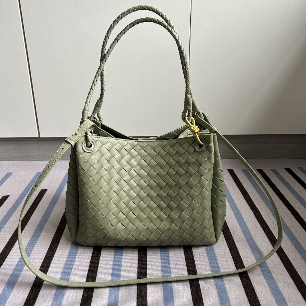 Damen Woven Leather Tote Bag mit verstellbarem Schultergurt Drune