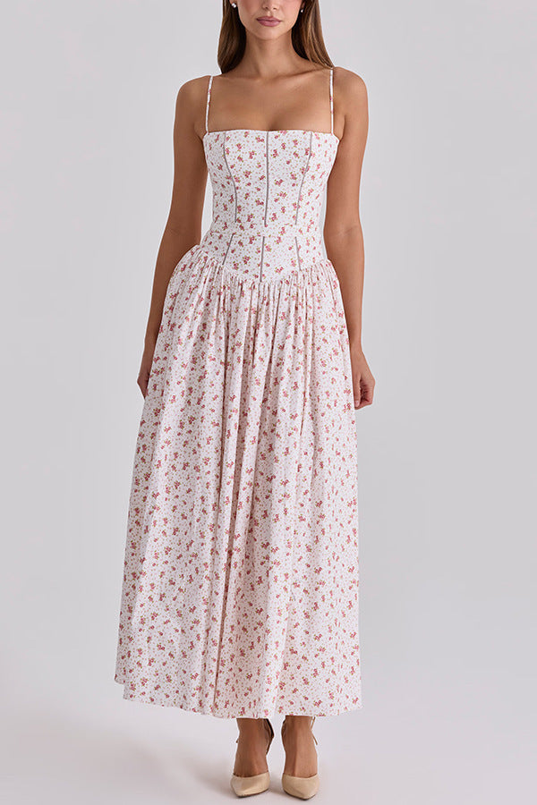 Damen nan tailliertes Maxikleid mit Korsettoberteil und feinen Spaghettiträgern Drune