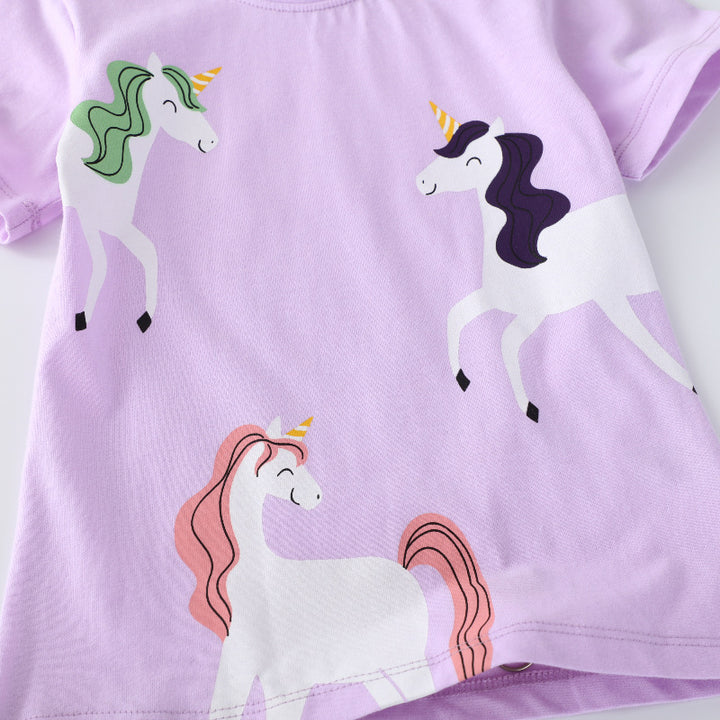 Mädchen T-Shirt mit niedlichem Einhorn-Design Drune