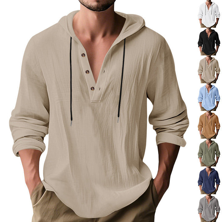 Herren nan lässiges Kapuzenshirt mit Knopfleiste und schmaler Passform Drune