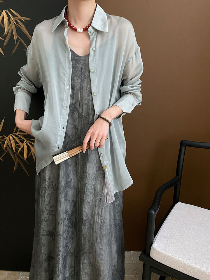 Damen elegantes Maxikleid mit floralem Muster und leichtem Overlay Drune