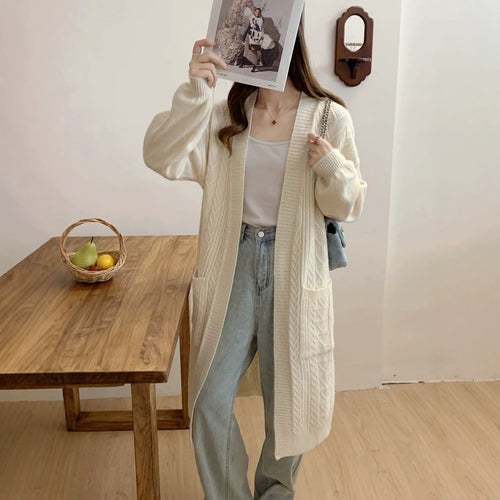 Damen Strickmantel mit Zopfmuster Drune