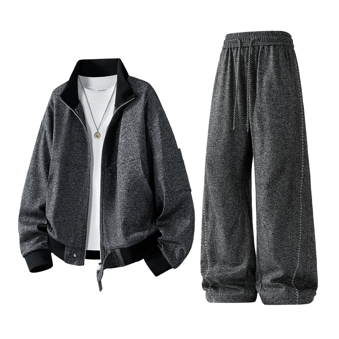 Herren komfortabler oversized Freizeit-Trainingsanzug mit Reißverschlussjacke und weiten Jogginghosen Drune