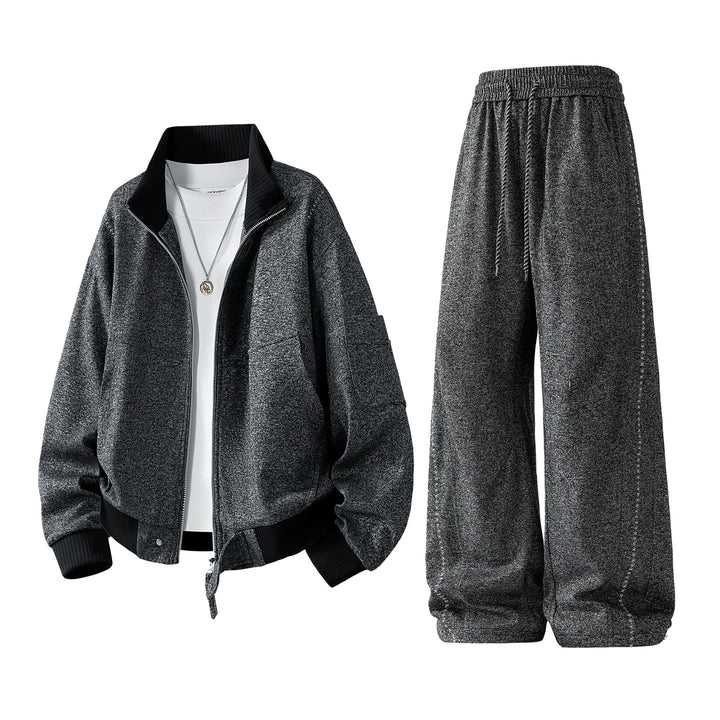 Herren komfortabler oversized Freizeit-Trainingsanzug mit Reißverschlussjacke und weiten Jogginghosen Drune