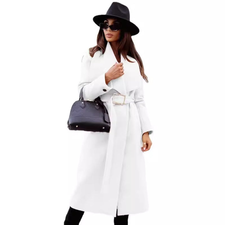 Damen Eleganter Trenchcoat mit Gürtel und strukturiertem Stoff Drune