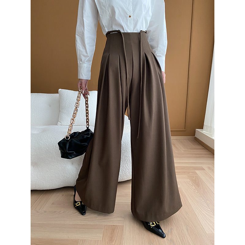 Damen Weite Palazzohose mit Taillenkordelzug und diagonalem Schnitt Drune