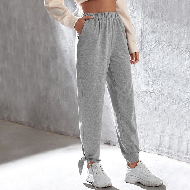 Damen lässige Jogginghose mit hohem Elastikbund seitlichen Eingrifftaschen und knöchelband Drune