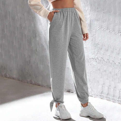 Damen lässige Jogginghose mit hohem Elastikbund seitlichen Eingrifftaschen und knöchelband Drune
