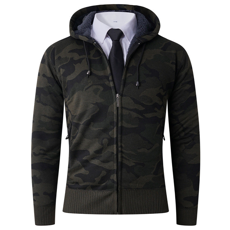 Herren modischer Hoodie mit gefütterter Kapuze und kräftigem Camouflage-Muster Drune