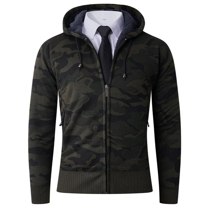 Herren modischer Hoodie mit gefütterter Kapuze und kräftigem Camouflage-Muster Drune