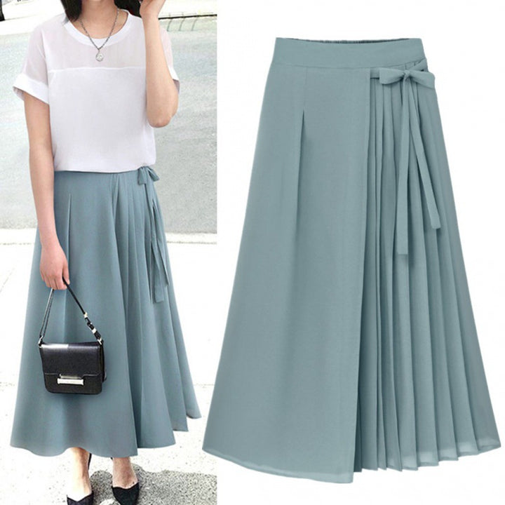 Damen Plisseerock mit Taillenband und eleganter Drapierung Drune