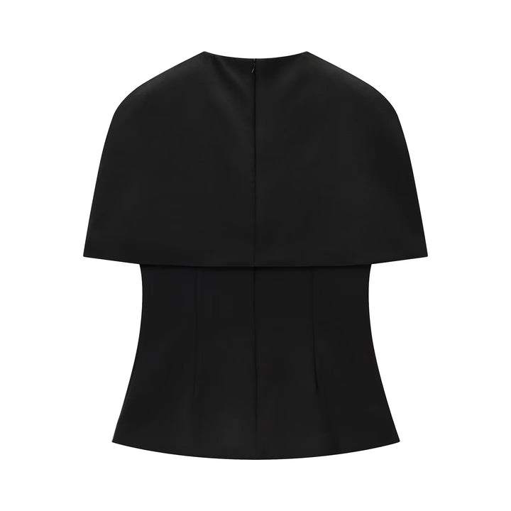 Damen nan ärmelloses Cape-Top mit tailliertem Peplum und strukturierter Crepe-Qualität Drune