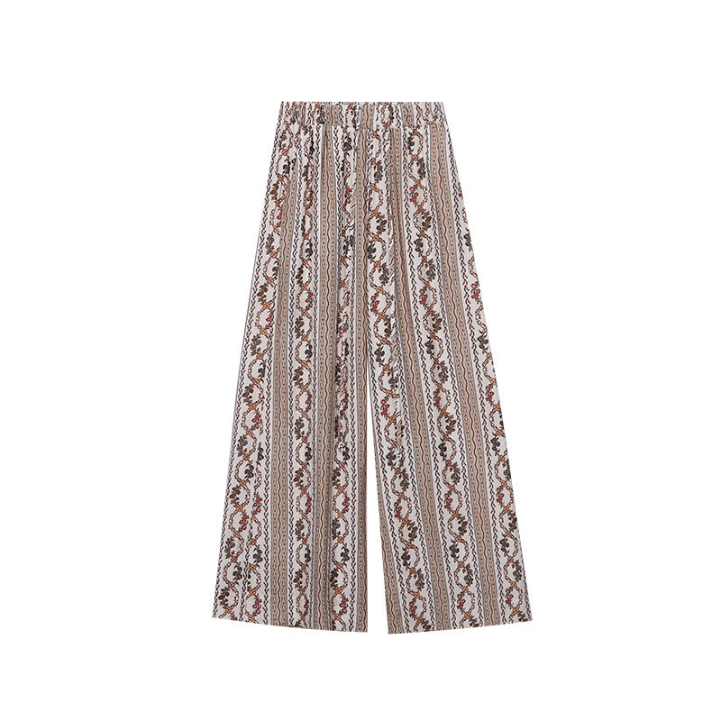 Damen lässige Palazzohose mit geometrischem Muster und elastischem Bund Drune