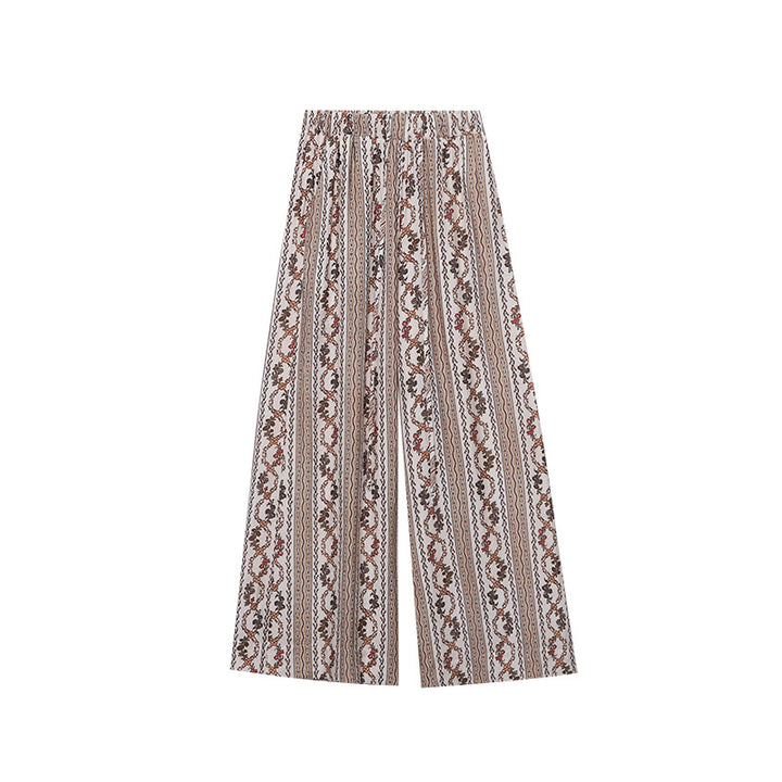 Damen lässige Palazzohose mit geometrischem Muster und elastischem Bund Drune