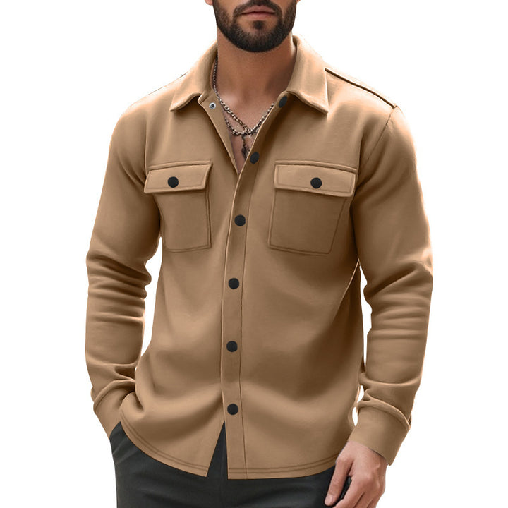 Herren nan gefütterte Hemdjacke mit Fleecefutter, aufgesetzten Brustklappen und Druckknopfleiste Drune