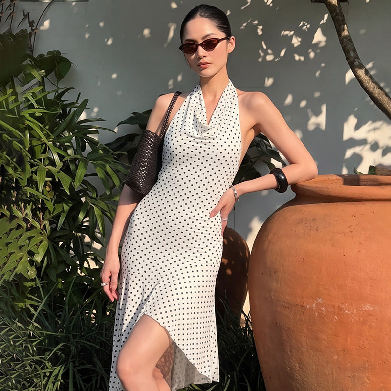Damen ärmelloses Polka-Dots Kleid Drune