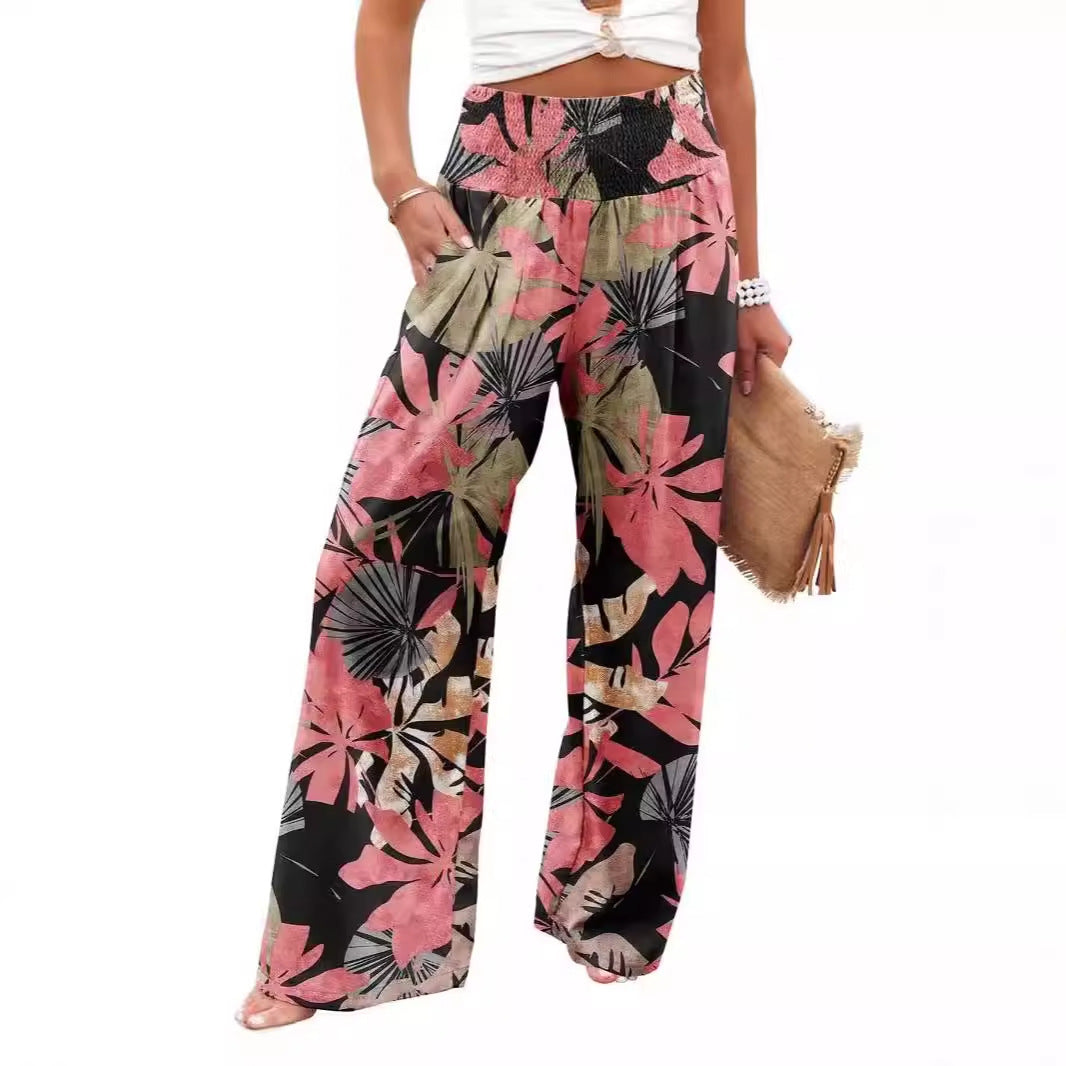 Damen Palazzo-Hose mit elastischem Bund und floralem Muster Drune
