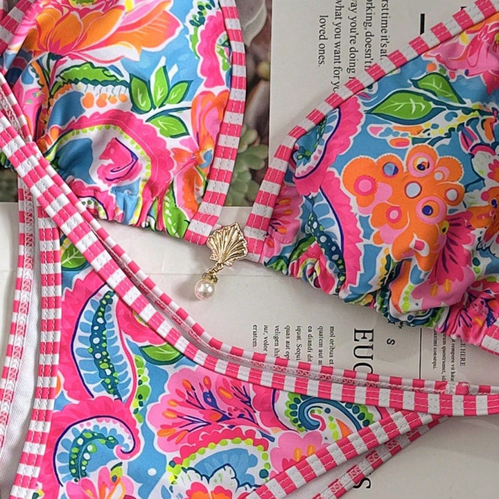 Damen Triangel-Bikini mit verspieltem Floral-Design Drune
