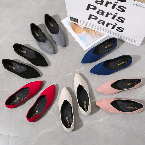 Damen  spitze Ballerina aus Microvelours mit gepolstertem Komfortfußbett Drune