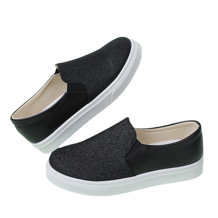 Damen Elegante Slip-On Sneakers mit glitzernder Oberfläche und rutschfester Sohle Drune