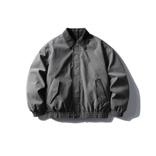 Herren Boxy-Canvas-Blouson mit Cordkragen, verdeckter Reißverschluss und elastischem Saum Drune