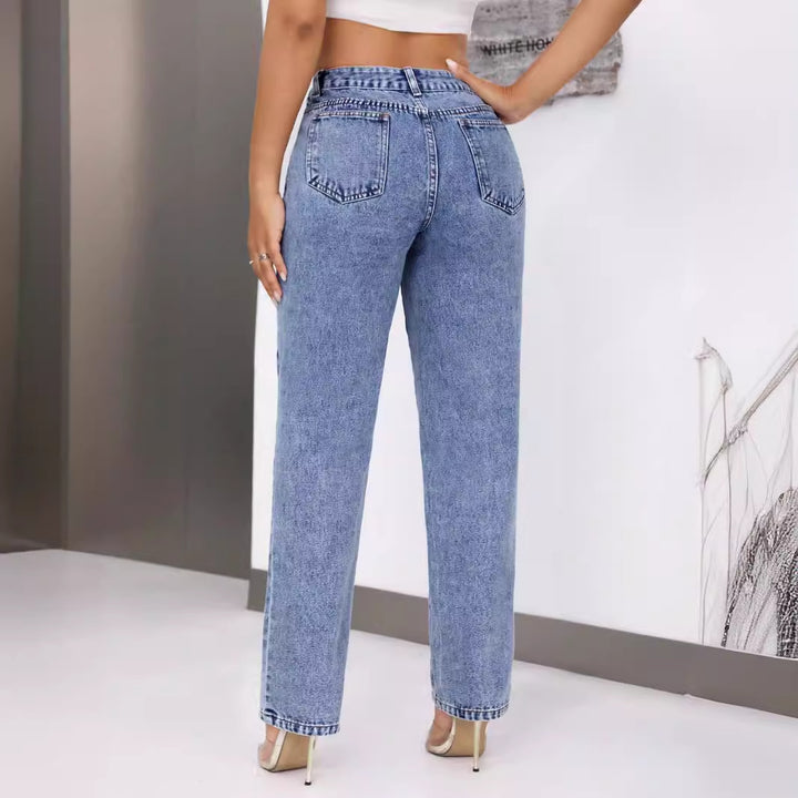 Damen High-Waisted Jeans mit weitem Bein Drune