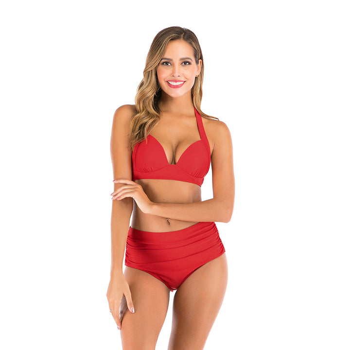 Damen Hochtaillierter Bikini mit tiefem Ausschnitt und trendigem Tiermuster Drune