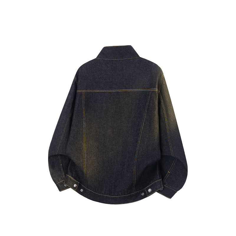 Unisex Oversized Denimjacke mit Vintage-Fade und aufgesetzten Brusttaschen Drune