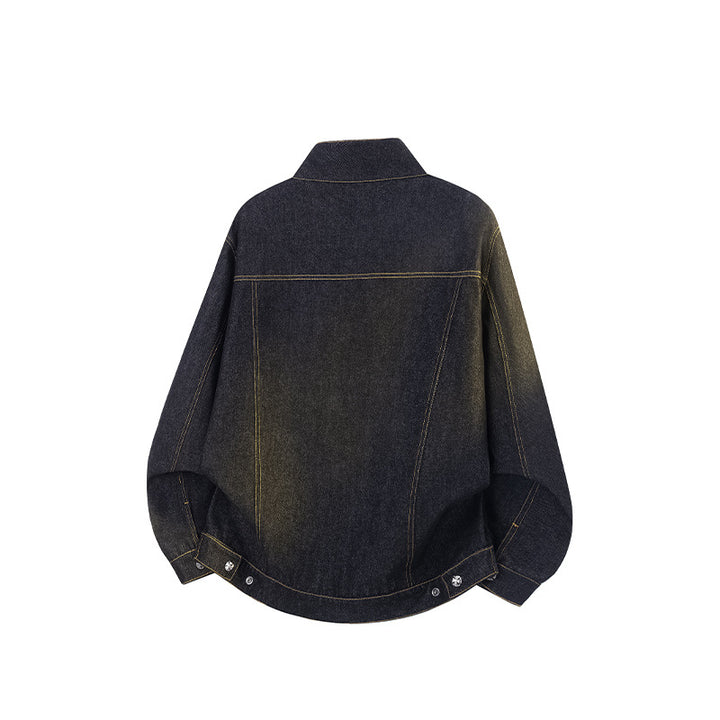 Unisex Oversized Denimjacke mit Vintage-Fade und aufgesetzten Brusttaschen Drune