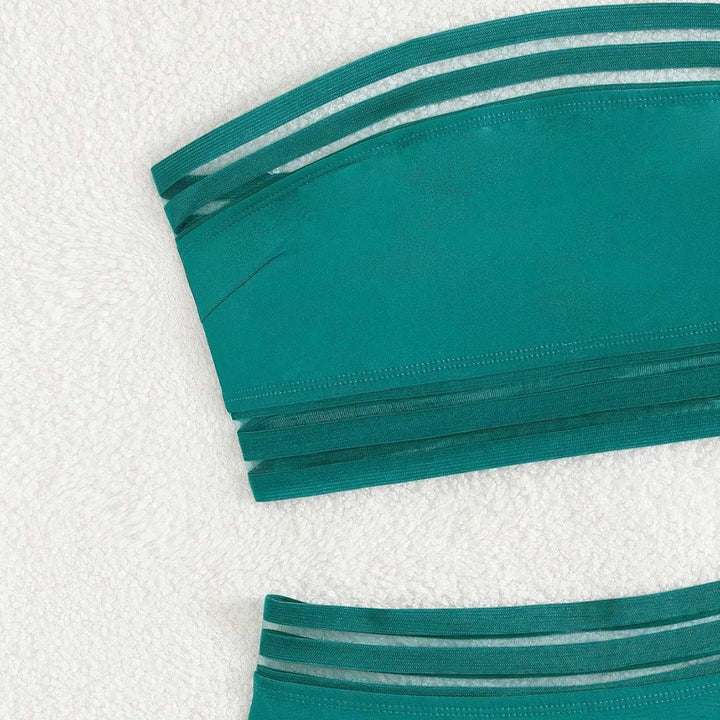 Damen Off-Shoulder Bikini-Set mit hohem Bund Drune