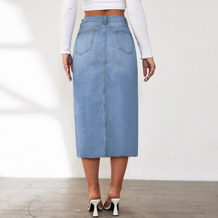 Damen Midi Jeansrock mit seitlichem Schlitz Drune
