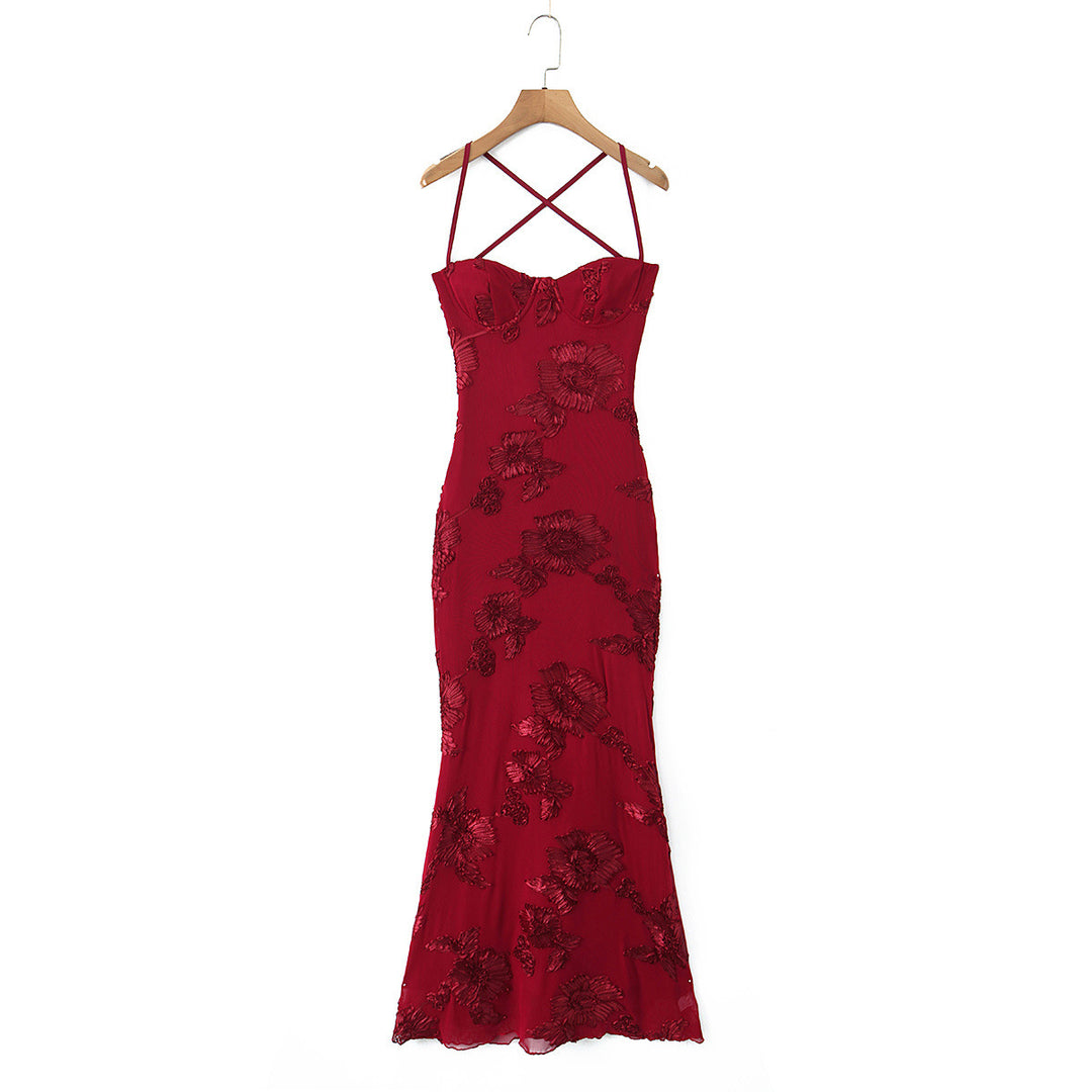 Damen Bodycon Kleid mit floralem Spitzenbesatz Drune