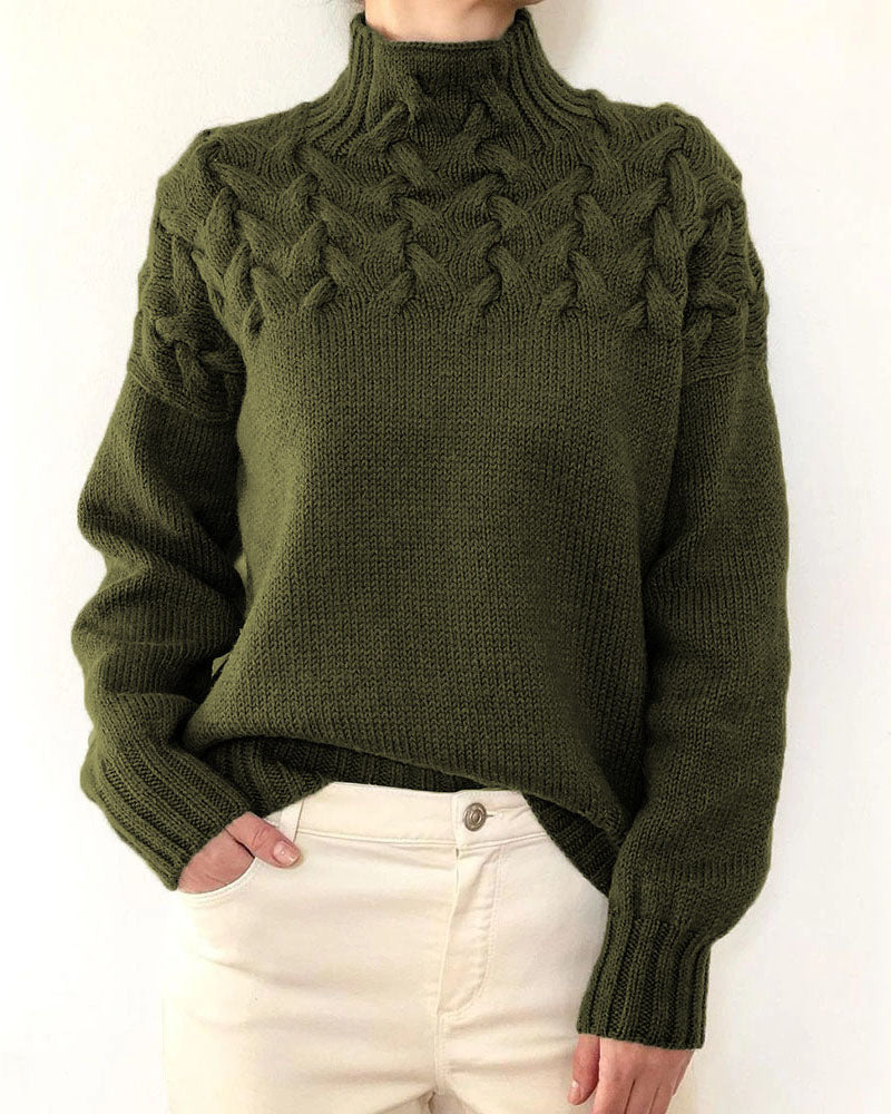 Drune Einzigartiger geflochtener Rollkragenpullover